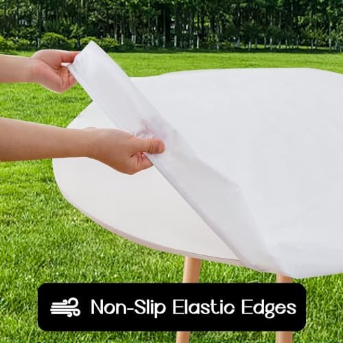 Romanstile Round Fitted Vinyl Tablecloth with Elastic Edge 100%