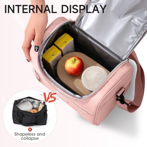 Insulated Lunch Bag Tote for Women, Pink