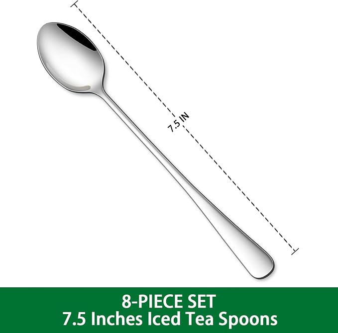 DEHOV 7.5 Inches Stainless Steel Iced Tea Spoons, Ice Cream, Long Handle Iced - Image 2