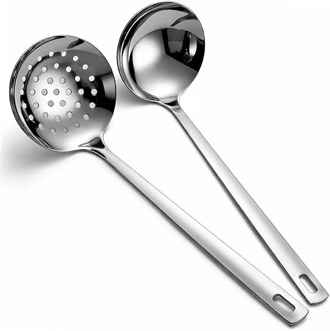 Berglander Slotted Spoons and Kitchen Ladle Spoon Set 2 Pcs, Stainless Steel by Berglander