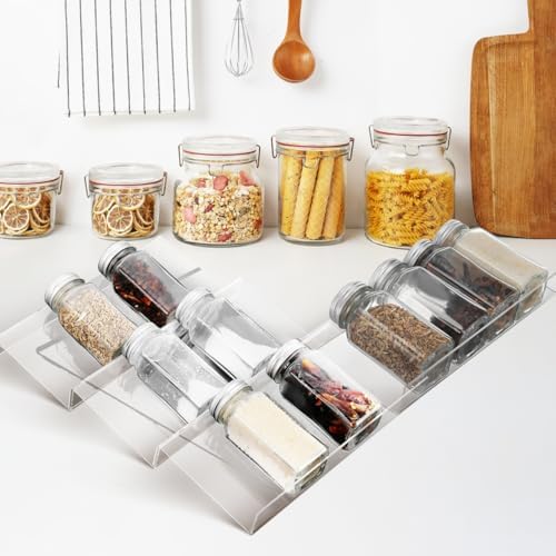 DECHOUS Expandable Spice Drawer Organizer, 4 Tier Clear Rack