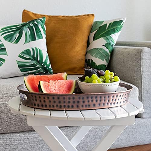 Monarch Abode Serving Tray with Handles – 17-Inch Hand Hammered Metal