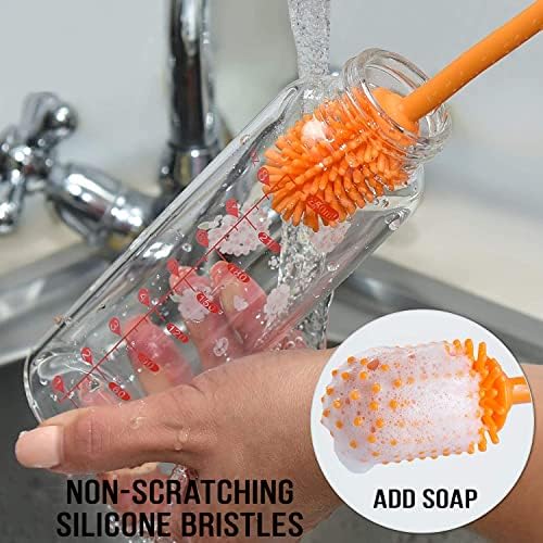 Kitchiny Silicone Bottle Brush 12.5 inch with 2 Straw Cleaners
