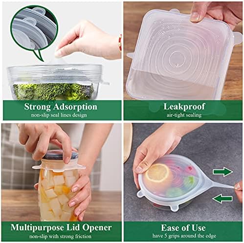 Silicone Stretch Lids, 12 Pack, 6 Sizes Reusable Bowl Covers