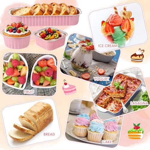 150 Set Pink Mini Cake Pans with Lids, 6.8oz & 5oz Aluminum Foil