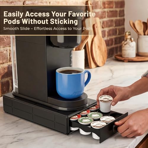 EVERIE Coffee Pod Organizer Drawer for Keurig K-Cup Pods, Holds 18 Pods - Compact, Easy-Access Design with Smooth Glide, Ideal for Small Spaces and Coffee Machines