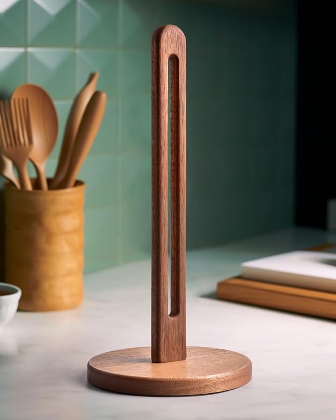 KitchLife Acacia Wooden Paper Towel Holder Countertop, Fits Jumbo Rolls by OverDoorHooksKitchenSupplies