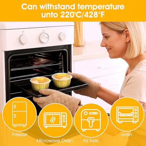 100Pcs 5oz Round Disposable Aluminum Foil Mini Cake Pans with Matching