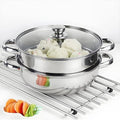 2-Tier 28cm 304 Stainless Steel Steamer Pot with Glass Lid,for Dumplings, Seafood, Veggie Stews & Homemade Soups