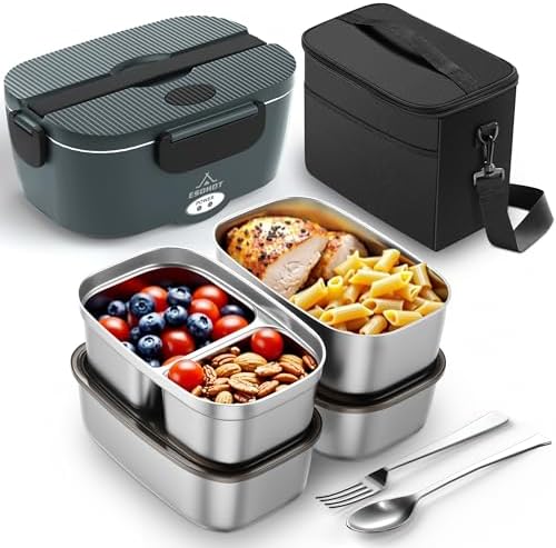 Heated Lunch Box,120W Electric Lunch Box for Adults with 1.5L 304