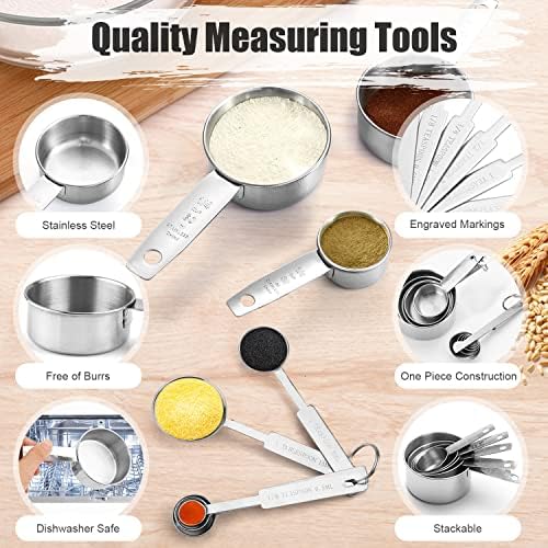 11 PCS Stainless Steel Measuring Cups Spoons Set, 5 Nesting Cups and 5