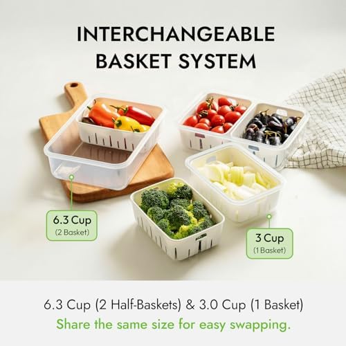 carrotez 3.0 Cup Produce Saver Container for Fridge with Colander