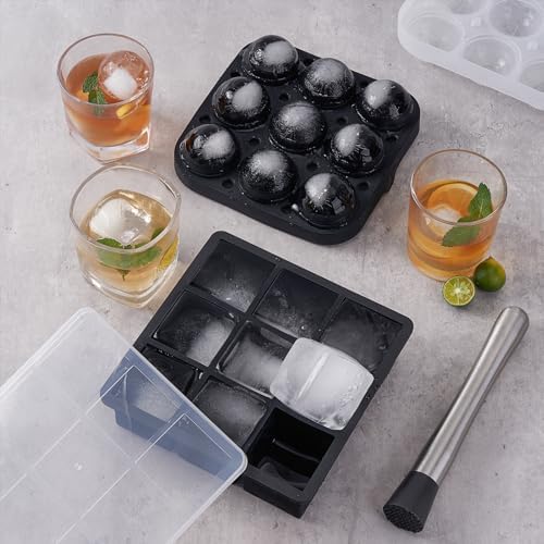 Wanderworld Ice Tray Combo, Silicone Reusable 2 inch Big Ice Freezer