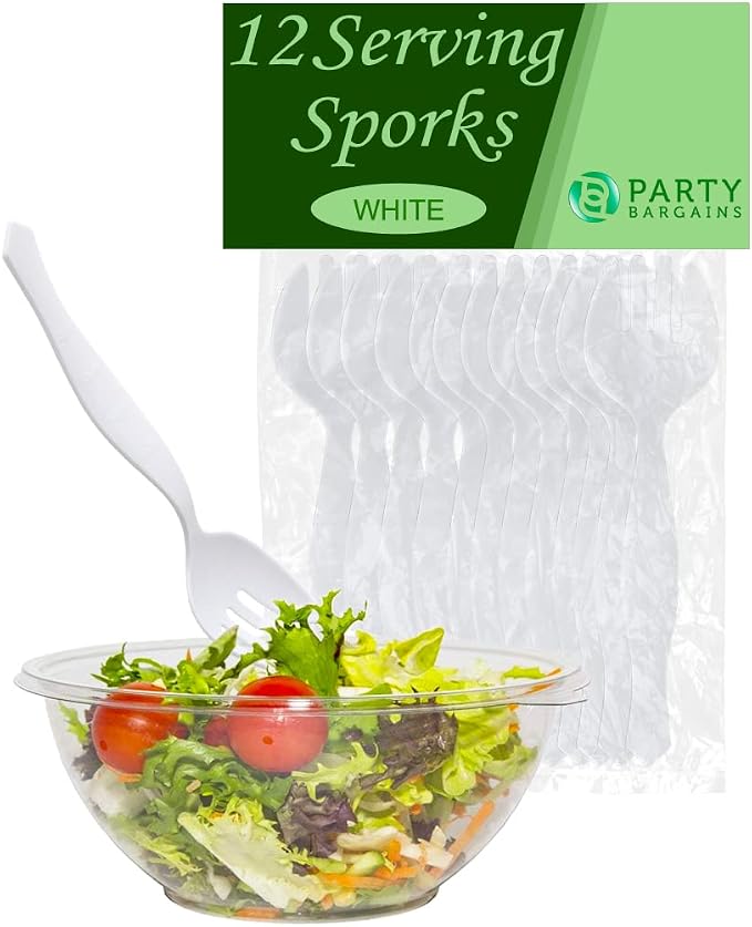 PARTY BARGAINS Disposable White Plastic Serving Forks 8.75 Inch – Heavy Duty by PARTYBARGAINS