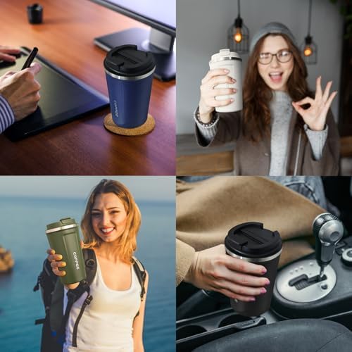 4 Pack Travel Coffee Mug 17oz Insulated Coffee Cup with Lid, Reusable