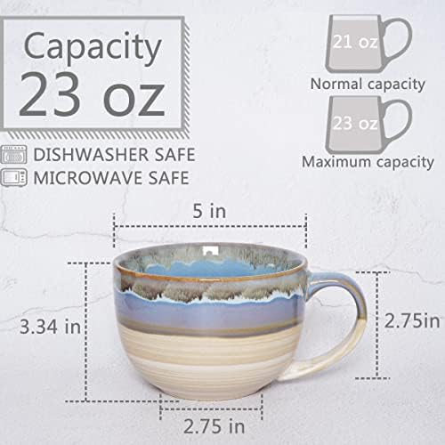 Bosmarlin Ceramic Jumbo Coffee Mug Set of 2, 23 Oz, Large Mug Soup