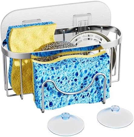 HapiRm Adhesive Kitchen Sink Organizer, Silver