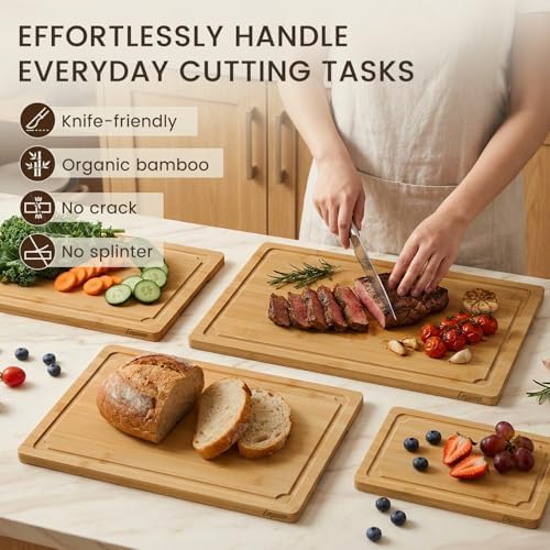 Empune Extra Large Cutting Board Set, Bamboo Cutting Boards for