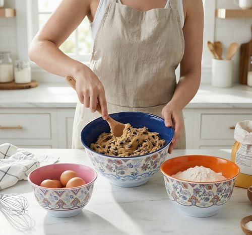 TP Melamine Mixing Bowl Set with Lids, Salad Bowl Set of 3, Ottoman