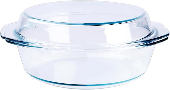 Round Tempered Glass Casserole Dish - 4QT by HUSANMP