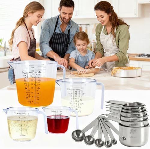 7x Stainless Steel Measuring Cups with 6x Measure Spoons Set,4x Py&Res