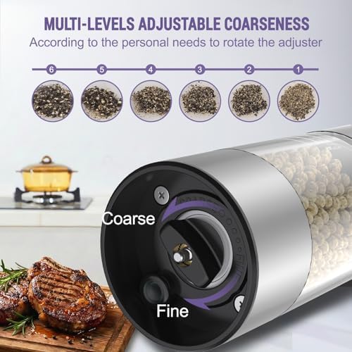 Electric Salt and Pepper Grinder Set, Black