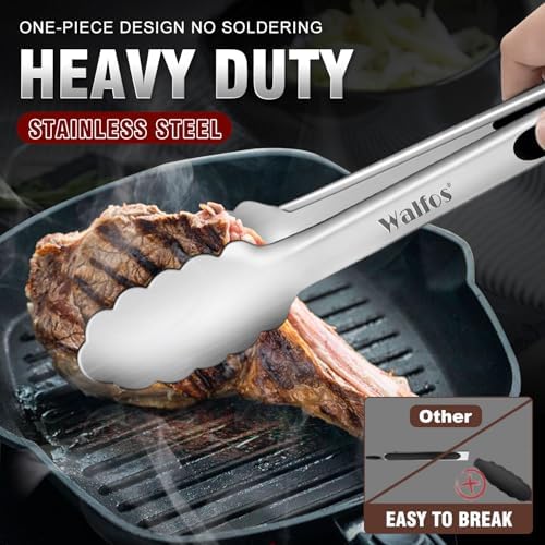 Food Grade Stainless Steel Kitchen Tongs for Cooking,BBQ - 7,9 and 12