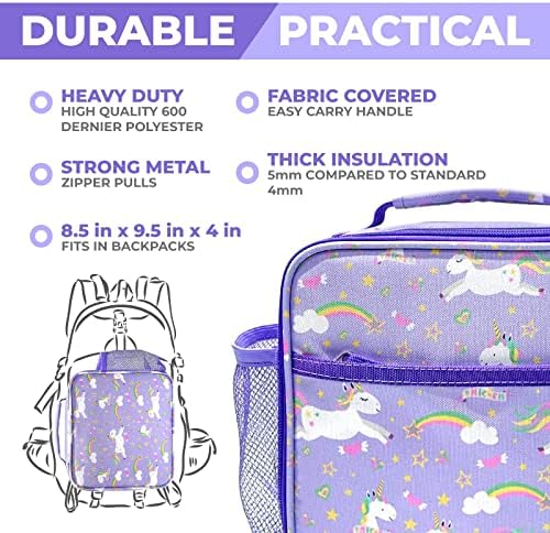 kinsho Bento Box for Girls Toddlers with Thermo Lunch Pack, Purple