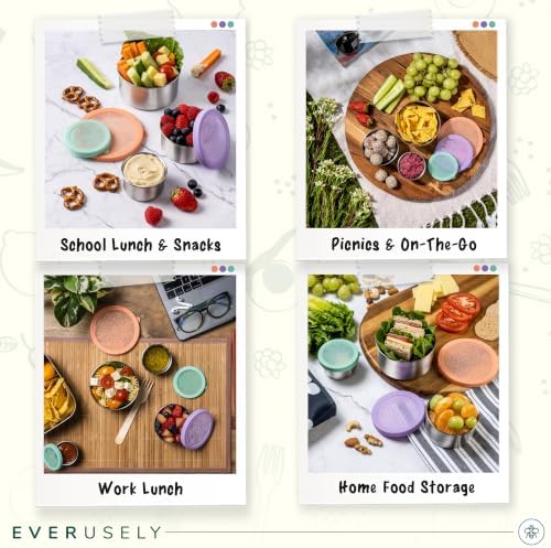 Stainless Steel Snack Containers, 3 Pack, Sorbet, Leakproof Silicone