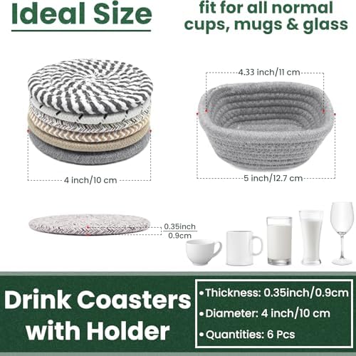 Drink Coasters with Holder, Set of 6