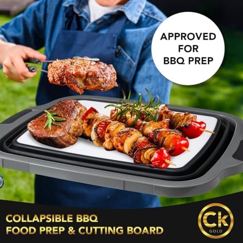 Collapsible BBQ Prep Tub - Includes Cutting Board, LOCKING Lid &
