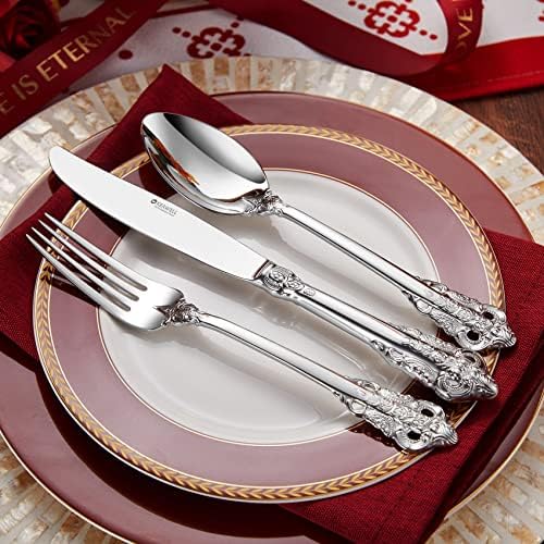 KEAWELL Luxury 45-Piece 18/10 Stainless Steel Flatware Set (Silver)