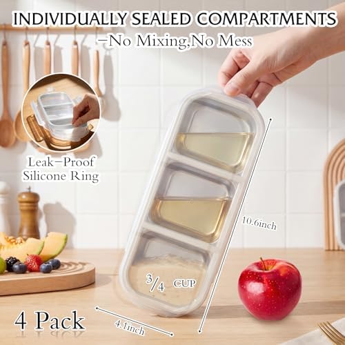 FoldTier 20oz Stainless Steel Snack Container Bento Box, Beige, 4 Pack