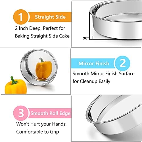 TeamFar Cake Pan, 8''/91⁄2''/11'' Stainless Steel Round Baking Tier
