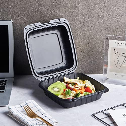 8X8" 1-Compartment 50-Pack Plastic Clamshell To Go Containers Food