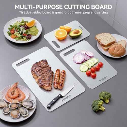 Titanium Cutting Boards Set of 3, 100% Pure Titanium Kitchen Cutting