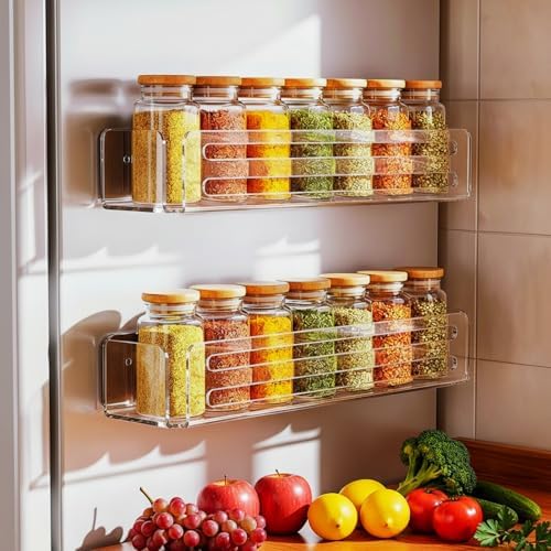 Novabright 2-Pack Clear Acrylic Magnetic Spice Rack