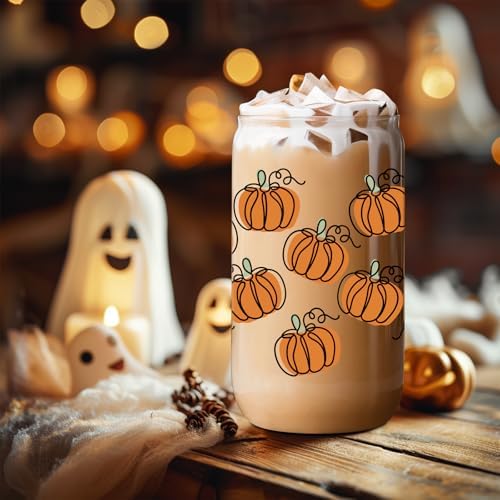 LEADO Pumpkin Cup - Fall Gifts, Halloween Glass Cup, Fall Basket