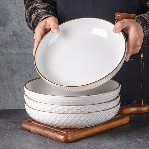 GBhome 9.5'' Large Pasta Bowls, 42 Ounce Stoneware Salad Bowls for