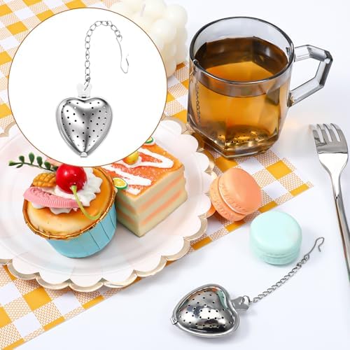 50 Pcs Tea Strainer Stainless Steel Ball Infuser Mesh Heart Shaped Tea