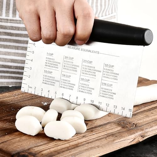 Dough Scraper with Handle, Stainless Steel Pastry Bench Scraper Cutter