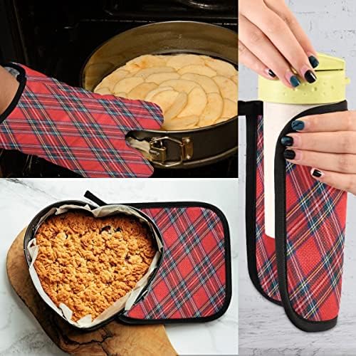 Oven Mitts Quilted Cotton Lining Royal Stewart Tartan Plaid Potholders