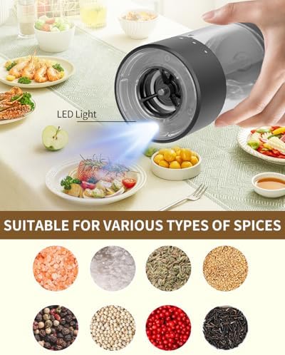 CIRCLE JOY Electric Salt and Pepper Grinder Set, Rechargeable