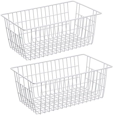 SANNO Freezer Baskets Wire Farmhouse Large Organizer Storage Bins Rack