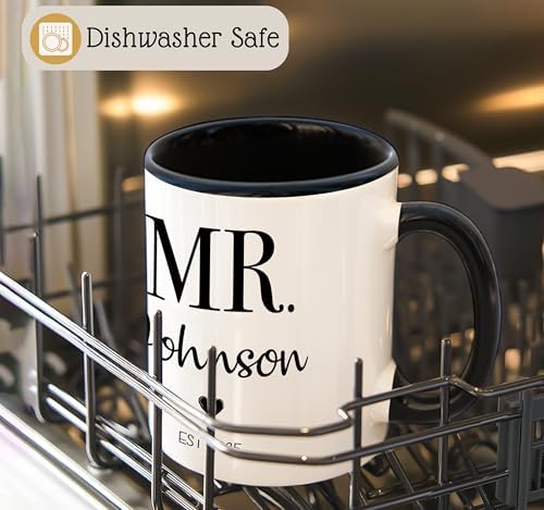 Personalized Mr & Mrs Coffee Mug Set | Customized Couple Gift Set for