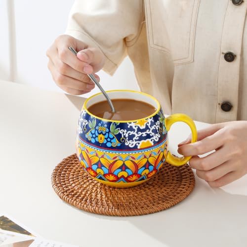 vancasso KRVI Bohemian Coffee Mugs Set of 6, 18 Oz Large Coffee Cups