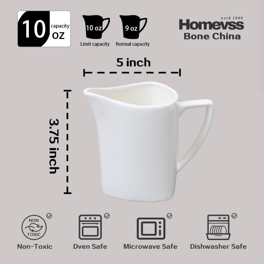 HomeVss, Bone China Elegance White Triangle Sugar & Creamer Pot