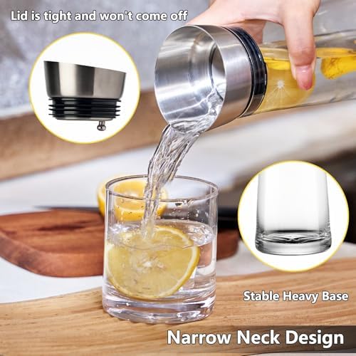 GLASKEY Glass Water Carafe with Lid,1200ml Borosilicate Glass Juice