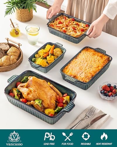 vancasso Ceramic Baking Dish Set of 4, Green