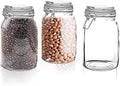Marbelous Set of 3 Glass Mason Jar with Airtight Lid 50 Ounces | Glass